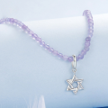 wholesale 925 Sterling Silver Six Pointed Star Pendant Lavender Beaded Necklace For Women-0-5