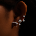 wholesale S925 Sterling Silver Rhinestone-studded Chain Tassel Earrings, Light Luxury Fashion-0-2