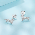 wholesale S925 Silver Plated With White Gold Cubic Zirconia Novelty Dachshund Earrings-0-1