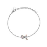 wholesale Sterling Silver S925 Bow Jewelry Set Earrings Ring Necklace Bracelet (4-piece)-undefined