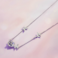 wholesale 925 Sterling Silver Purple Cubic Zirconia Flower Butterfly Pendant Necklace For Women-0-1