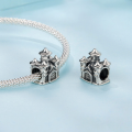 wholesale S925 sterling silver heart fairy tale castle beaded oxidized versatile loose beads jewelry-0-2