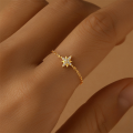 wholesale S925 Sterling Silver Adjustable Eight-pointed Star Ring With Micro-paved Zircons,。-0-1