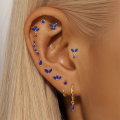 wholesale S925 Sterling Silver Geometric Inlaid Zircon Natural Lapis Lazuli Flat Head Threaded Ear Cartilage Stud, New Hot Selling High-end Earrings-0-2