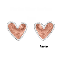wholesale 925 Sterling Silver Irregular Colorful Stud Earrings For Women-Pink heart-shaped sterling silver earrings