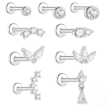 wholesale S925 Sterling Silver Classic Zircon-studded Flat Head Threaded Ear Cartilage Piercing Earrings-0-0