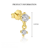 wholesale S925 Sterling Silver Wholesale Geometric Zircon Earrings With Tassels, Modern Luxury Design For Women-E4822-Gold/Single 925 Silver