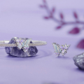 wholesale Silver 925 white gold beads purple butterfly iris flower bead jewelry-0-2