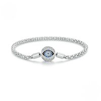 wholesale Sterling Silver 925 Evil Eye Bead Charm Bracelet, Minimalist Chain for Women-undefined