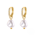 wholesale S925 Sterling Silver Baroque Pearl Zircon Ear Clip, Retro European Style, Minimalist Ins Fashion Earrings-0-0