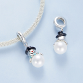 wholesale S925 sterling silver metal beads, cute snowman Christmas bracelet charms-0-1