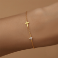wholesale S925 Sterling Silver Zircon-studded Cross Floral Petal Light Luxury Bracelet,-0-1