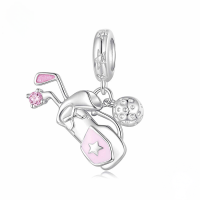 wholesale 925 Sterling Silver Pink Cz Golf Football Tennis Badminton Dangle Charms For Bracelet-undefined