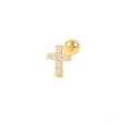 wholesale S925 Sterling Silver Single Cross Zircon-studded Threaded Ear Stud,ins。-0-0