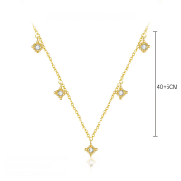 wholesale S925 Sterling Silver Four-pointed Star Earrings With Shiny Zircons, Women's Light Luxury Versatile Trendy Design-A3894-Gold 925 Silver