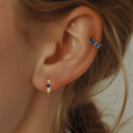 wholesale S925 Sterling Silver Geometric Earrings With Colored Zircon, Minimalist Style, Versatile Trendy Ear Cuffs-0-1
