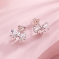 wholesale 925 Sterling Silver Bow Cubic Zirconia Stud Earrings For Women-0-3