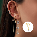 wholesale S925 Sterling Silver Zircon-studded Fringe Chain Threaded Cartilage Earrings, Trendy Ins Style-0-2