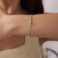 wholesale S925 silver platinum-plated crystal moissanite bead bracelet, glamorous and stylish-0-3
