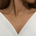 wholesale S925 Sterling Silver Single Row Zircon Y-shape Versatile Elegant Collarbone Necklace, Korean Japanese Minimalist Design, High-end-0-1
