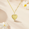 wholesale S925 Sterling Silver New Wholesale, Brushed Heart Pendant, Pearl-edged Luxury Feel Small Women's Choker Necklace-0-1