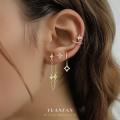 wholesale S925 Sterling Silver Cross-border Trendy Star Tassel Chain Earrings With Zircon, Small And Exquisite Design-0-3