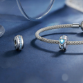 wholesale Sterling Silver S925 Magic Heart Spacer Bead Bracelet with Silicone Beads-0-4