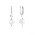 wholesale S925 Sterling Silver Baroque Irregular Pearl Zircon-studded Hoop Ear Clasp Earrings, Tiktok Style-0-2