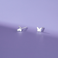 wholesale 925 Sterling Silver Butterfly Stud Earrings For Women-Silver Pure Silver