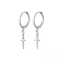 wholesale S925 Sterling Silver Dagger Cross Earrings With Evil Eye, Star, And Moon Pendant Hoop-0-14