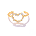 wholesale S925 Sterling Silver, K Gold Plated, Ins Style Geometric Interlocking Hearts Ring With Inlaid Zircons, Popular In Europe And America-0-6