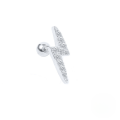 wholesale S925 Sterling Silver Single Lightning Prong-set Zircon Threaded Ear Stud, Trendy Ins Cartilage Piercing Earring-0-2