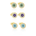 wholesale 925 Sterling Silver Demon's Eye Ear Studs With Micro-set Zirconia, Unique Women's Earrings-0-0