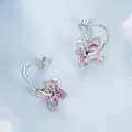 wholesale S925 silver platinum-plated purple flower earrings, trending tiny studs for women-0-2
