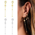 wholesale S925 Sterling Silver Fashion Tassel Starlight Earrings With Inlaid Crystals-0-2