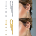 wholesale S925 Sterling Silver Fashion Creative Chain Combination Hoop Earrings, Ear Cuffs, Stud Earrings, Popular In Europe And America, Ins Light Luxury Zircon Inlaid Ear Jewelry-0-3