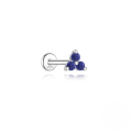 wholesale S925 Sterling Silver Geometric Inlaid Zircon Natural Lapis Lazuli Flat Head Threaded Ear Cartilage Stud, New Hot Selling High-end Earrings-0-7