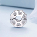 wholesale 925 Sterling Silver Opal Cubic Zirconia Heart Round Charm Bead For Bracelet-0-2