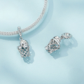 wholesale Sterling Silver 925 Blue Basketball Bead Bracelet, Rhodium-Plated Zircon Pendant-0-3