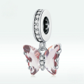 wholesale Sterling silver S925 resin zircon aurora butterfly pendant bracelet, unique insect charm-0-4