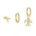 wholesale 925 Sterling Silver Minimalist Small Airplane Earrings With Micro-set Zirconia, Light Luxury Niche Design,。-0-0