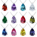 wholesale S925 Silver Cubic Zirconia Drop Necklace, December Birthstone, Minimalist Design-0-0