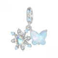 wholesale 925 Sterling Silver Butterfly Heart Rainbow Opal Cubic Zirconia Dangle Charms For Bracelet-0-4