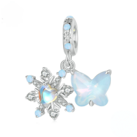 wholesale Metal S925 Silver Winter Snowflake Heart Bead Set-undefined
