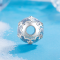 wholesale Silver metal snowflake glass beads with S925 for DIY Christmas bracelet charms-0-1