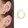 wholesale S925 Sterling Silver Twisted Flexible Cartilage Hoop Earrings, Cross-border Hot Sale Ins Nose Stud Nose Ring Earring Accessories-0-3