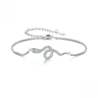wholesale 925 Silver Plated Platinum Trendy Snake Bracelet Light Luxury Women Accessory-undefined