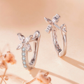 wholesale 925 Sterling Silver Flower Cubic Zirconia Huggie Hoop Earrings For Women-0-4