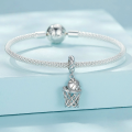 wholesale Sterling Silver 925 Blue Basketball Bead Bracelet, Rhodium-Plated Zircon Pendant-0-1
