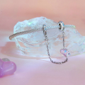 wholesale S925 sterling silver pink heart safety chain charm bracelet-0-2